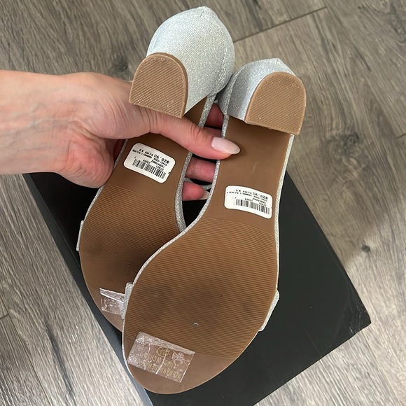 Windsor Sparkle Step Glitter Lurex Block Heels - Silver - Picture 10 of 13